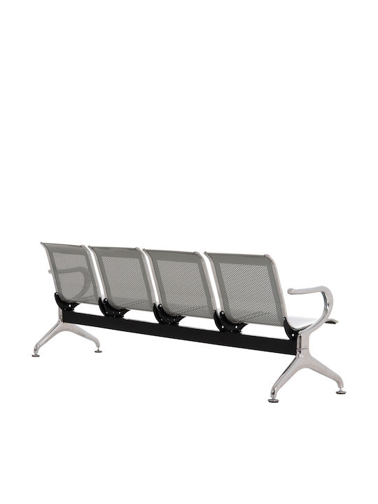 Căsit așteptare 4 locuri Aviator cu brațe în culoare gri 223x55x76cm