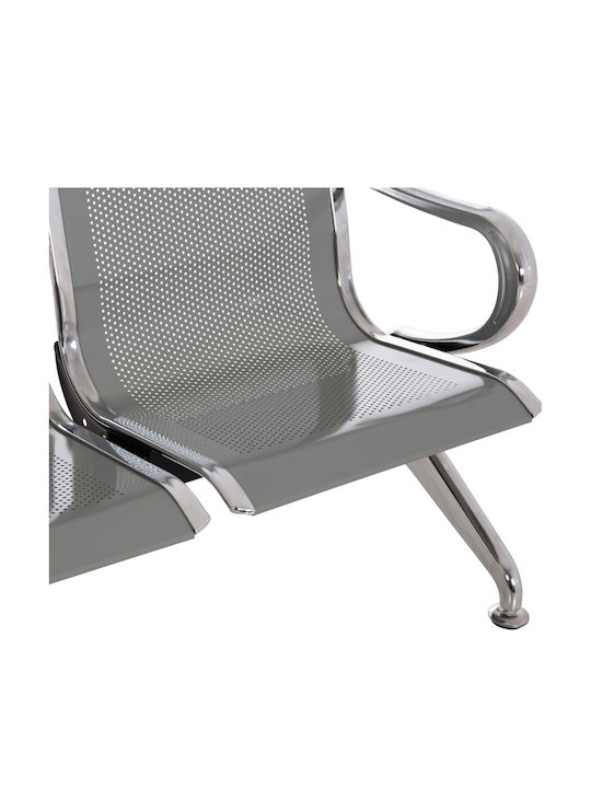 Căsit așteptare 4 locuri Aviator cu brațe în culoare gri 223x55x76cm