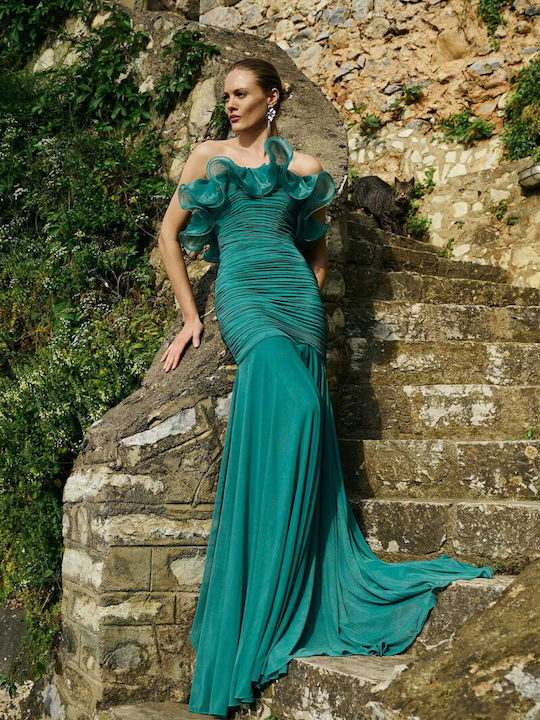 Summer Maxi Dress for Wedding - Christening Green