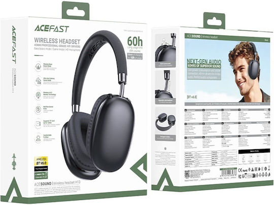 Acefast H13 Wireless / Wired Over Ear Headphones with 60 Hours Playing Time Black