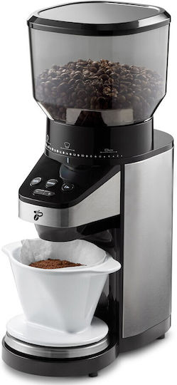 Tchibo Râșniță de Cafea Electrică 160W cu Capacitate de 400g și 26 Nivele de Măcinare Argintie