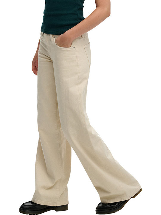Ovin Women's Fabric Trousers in Baggy Leg Style White