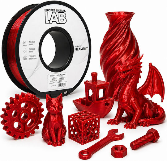 Filament PETG Imprimantă 3D Profesional Lab 1 Kg 1.75 Mm Roșu Transparent