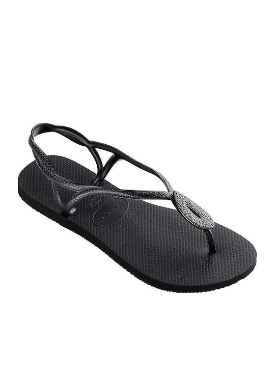 Havaianas Swarovski Luna Especial Σαγιονάρες σε στυλ Πέδιλα Μαύρες