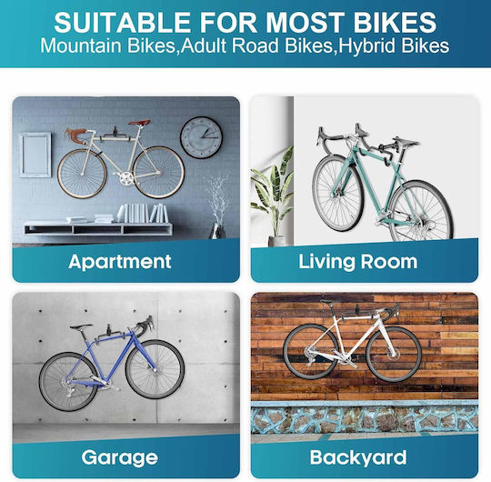 Bicycle Wall Mount Rack Adjustable Holder Set 2 Pieces