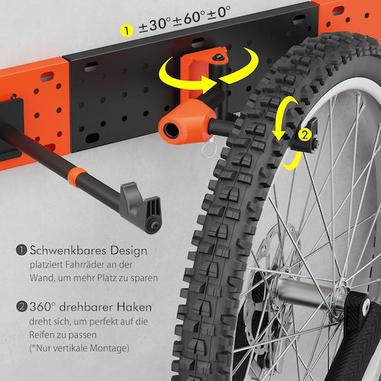 Bicycle Wall Mount Adjustable Rotating Holder Up To 30kg