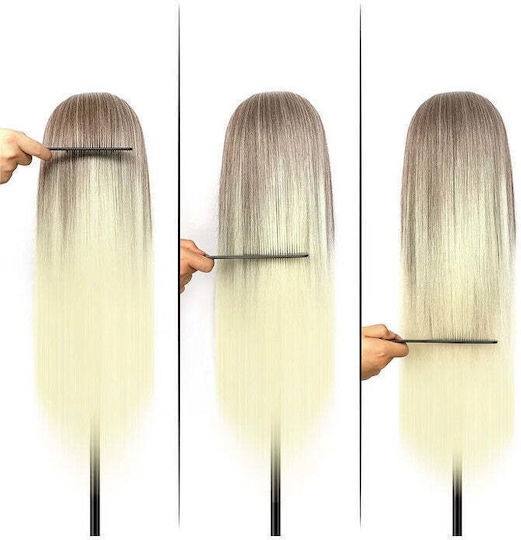 Manchină Practică Cap Ombre 65cm Păr Des Gros Pentru Coafor Suport