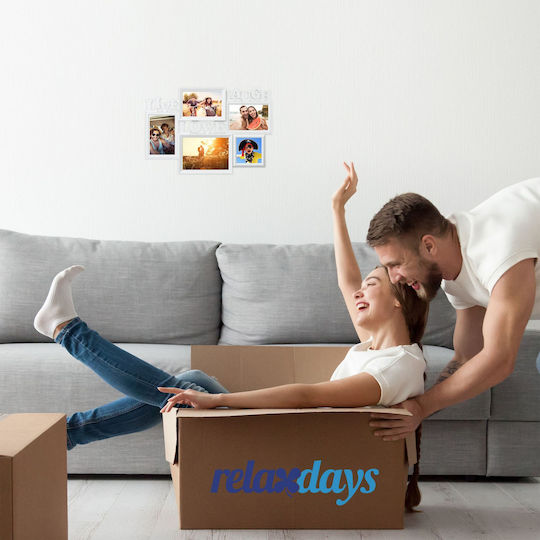 Relaxdays Multi Wall-Mounted Picture Frame 5 Photos Plastic With White Frame