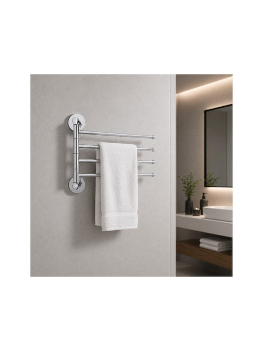 ForHome Suporturi Prosoape De Baie 4 Locuri Montat Pe Perete Cu Șuruburi 34x22cm Argintiu