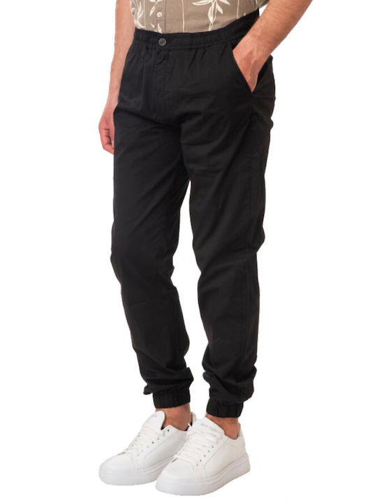 Men's Chinos Elastic in Straight Leg Style Black