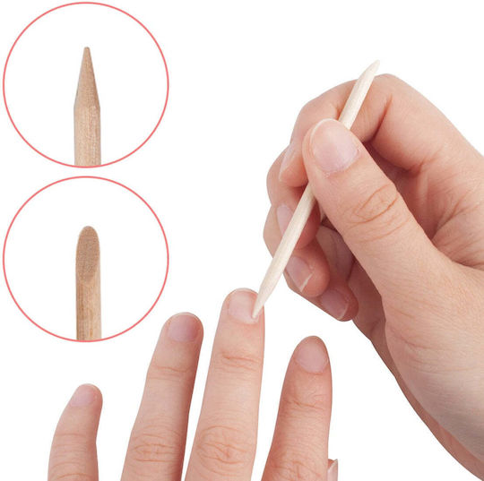 Set 10 Natural Orange Wood Sticks Pushing Cuticles – Double-ended Durable Ideal Nail Art