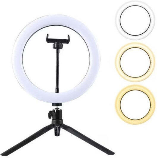 Ringlicht LED 20cm Durchmesser Usb 3 Lichtmodi 10 Einstellungsstufen Handyhalterung