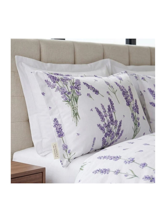 Pucioasa Set Huse Pentru Pilote 200x230cm Dublu Cu 2 Fețe De Pernă & 1 Cearceaf Violet Lavandă