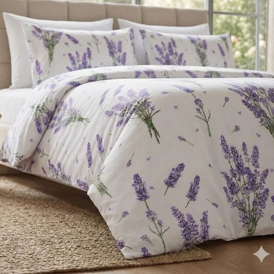 Pucioasa Σετ Παπλωματοθήκη 200x230cm Διπλή με 2 Μαξιλαροθήκες & 1 Σεντόνι Purple Lavender