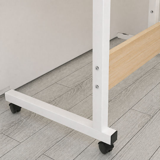 Wooden Desk White/Beige with Metal Legs & Adjustable Height 80x40x66.5cm