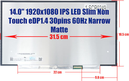 Laptop-Monitore 14" LED Schlank 60Hz 1920x1080 Matte 30 Stift Anschluss für Laptop Lenovo Ideapad 5-14itl05 5-14alc05 14-ce3034tu 14-ce3045tu 14-ce3065tu 1-SCR0249