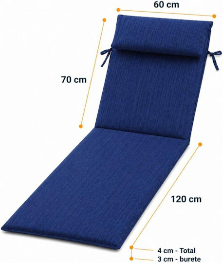 Pucioasa Μαξιλάρι Ξαπλώστρας με Πλάτη Navy Blue 60x190εκ.