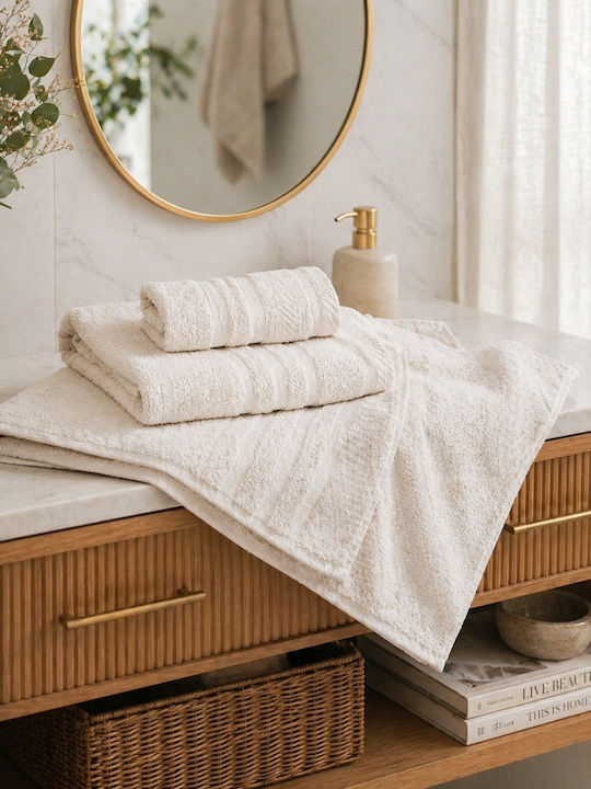 My Home Luxury Set of Bath Towels 3 pcs Cream Weight 500gr/m²