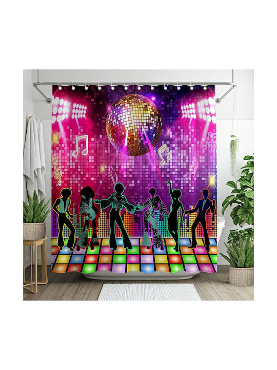 Retro Disco Cortină De Duș Impermeabilă Din Țesătură 180x180cm Multicolor