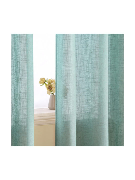 Set Perdele Fereastră cu Capse Turcoaz 140x215 cm
