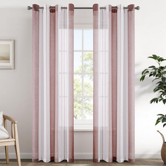 Curtains Set with Grommets Pink 140x245cm