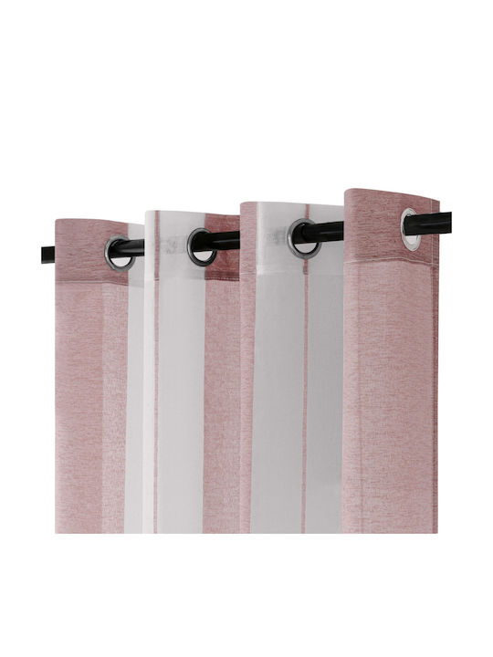 Set Perdele Pentru Fereastră Cu Capse Roz 140x245cm