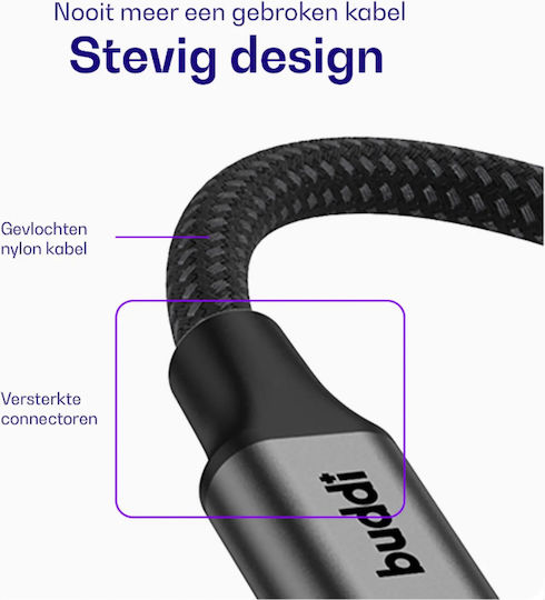 Buddi Flex USB-A to Lightning Cable 12W Black 2m