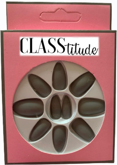 Set 12 Matte Grey Self-adhesive False Nails