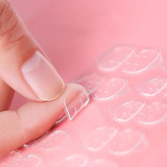 Set 24 Matte Pink Almond Self-adhesive False Nails Rhinestones