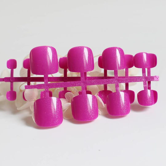 Set 24 Magenta Toe Nail Tips