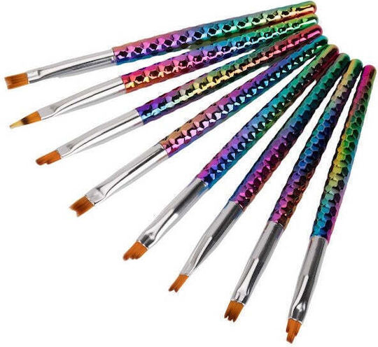 Set 8 Ombre Decoration Brushes Rainbow Handle