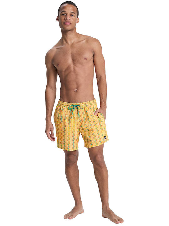 Stretch Men's Swim Shorts Yellow with Patterns