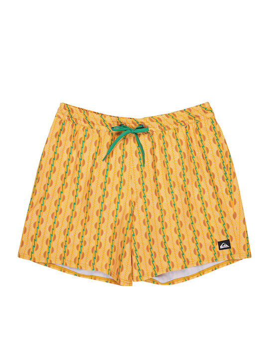 Stretch Men's Swim Shorts Yellow with Patterns