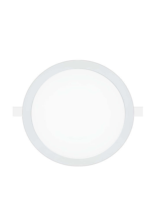 Avizar 18w 22cm Round Recessed Led Panel 3 Adjustable Color Temperatures White