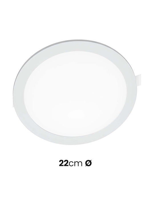 Avizar 18w 22cm Round Recessed Led Panel 3 Adjustable Color Temperatures White