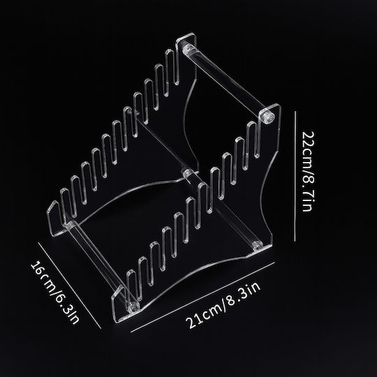 Suport De Afișare Pentru Depozitare Vinil Capacitate 12 Sloturi Material Acrilic Dimensiuni 16 X 21 X 22 Cm Transparent