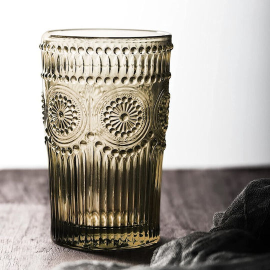 Viosarp Set vintage de pahare pentru apă din sticlă 385ml 6 bucăți