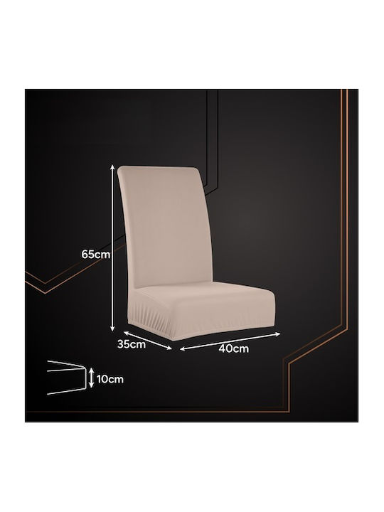 Ελαστικό Κάλυμμα Καρέκλας Beige 65x40cm 6τμχ
