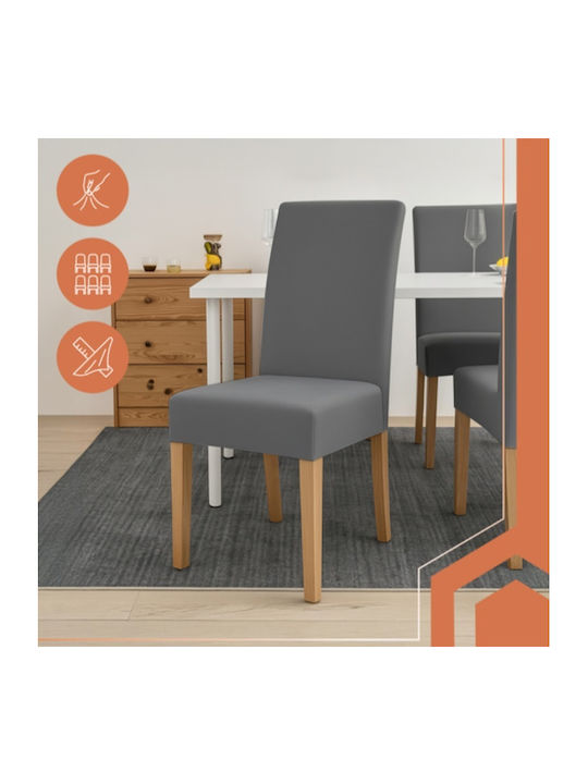 Husă Elastică Scaun Gri Închis 65x40cm 6 Bucăți
