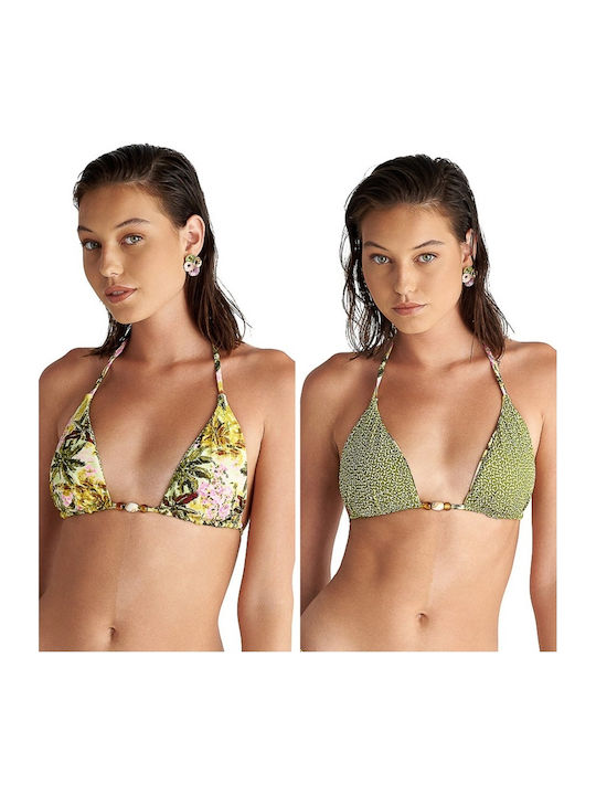 Bikini Τριγωνάκι B Cup με Ενίσχυση Floral Πράσινο