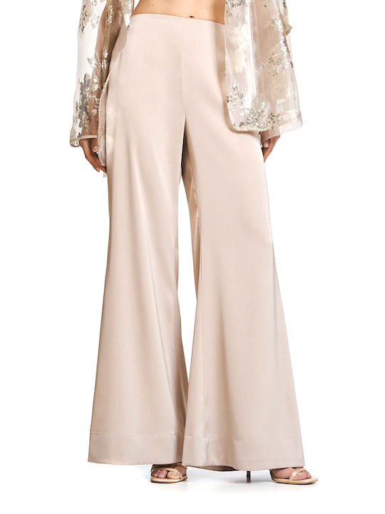 Women's High Rise Satin Pantaloons Beige