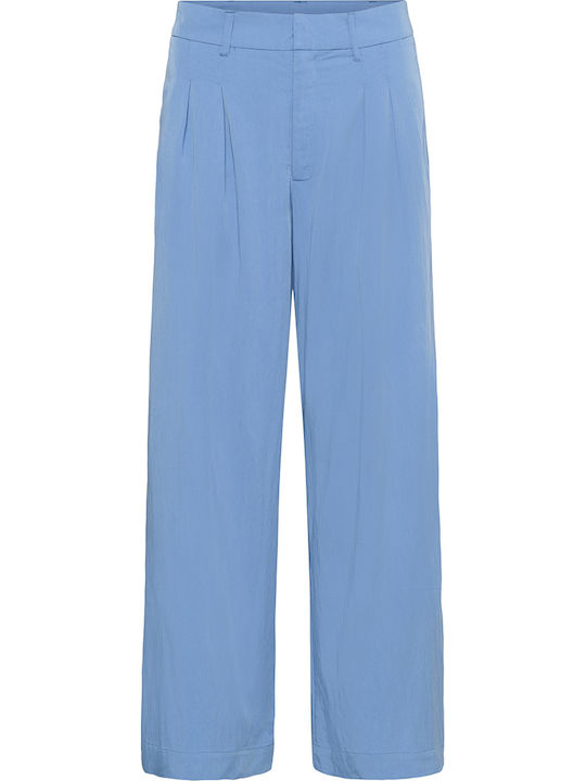 Γυναικείο Υφασμάτινο Παντελόνι σε Wide Γραμμή Blue