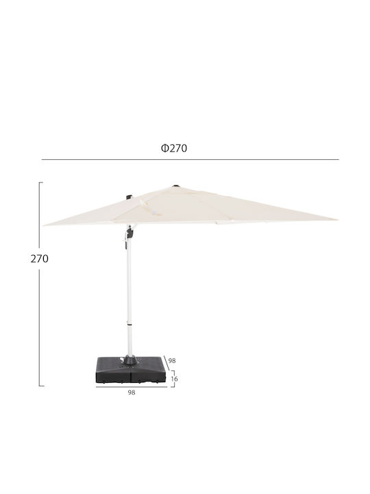Professional Floor Parasol Circular Aluminum Javante White with Base Φ2.7m