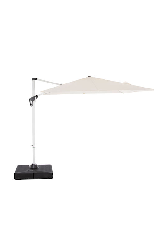 Professional Floor Parasol Circular Aluminum Javante White with Base Φ2.7m