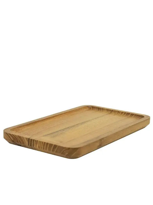 Ξύλινο Ορθογώνιο Πιάτο Teak Με Τοίχωμα 25x15 Εκ