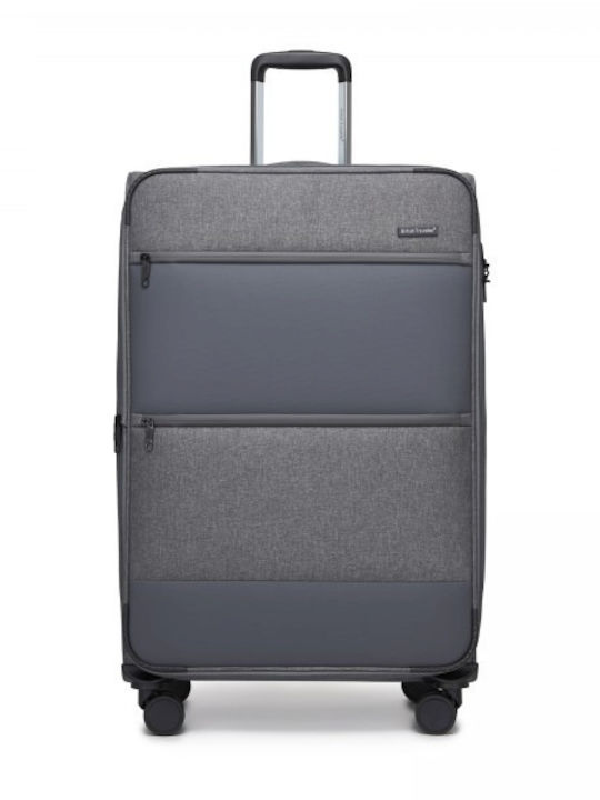 Miss Lulu British Traveller Μεγάλη Βαλίτσα Ταξιδίου Grey με 4 Ρόδες Ύψους 75εκ.