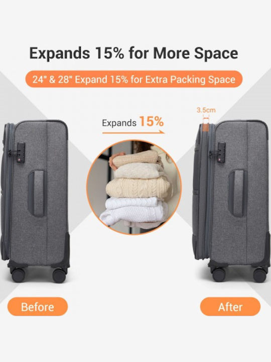Miss Lulu British Traveller Μεγάλη Βαλίτσα Ταξιδίου Grey με 4 Ρόδες Ύψους 75εκ.