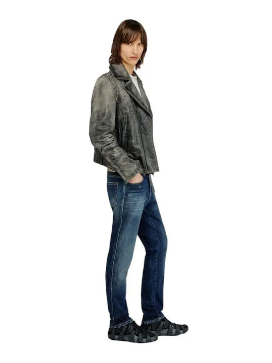 Men's Jeans Pants with Slim Fit Dark Aged Denim