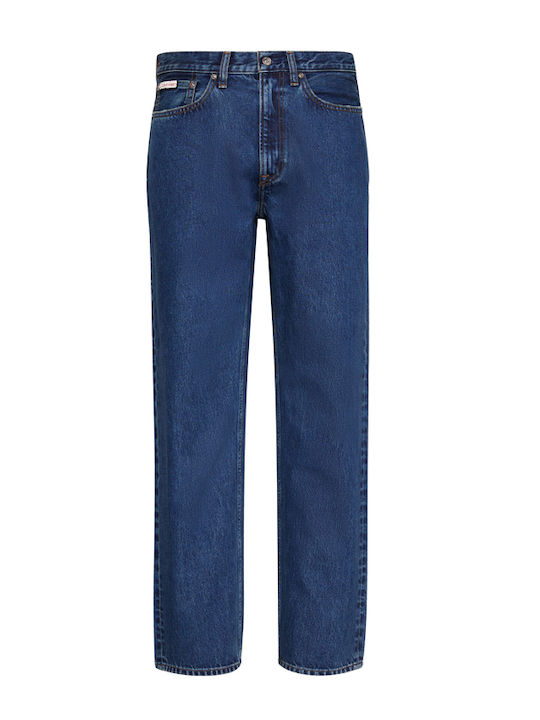 Men's Jeans Pants Regular Tapered Fit Dark Aged Denim
