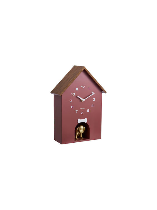 Karlsson Dog House Wall Clock Burgundy 26.5x11.5cm